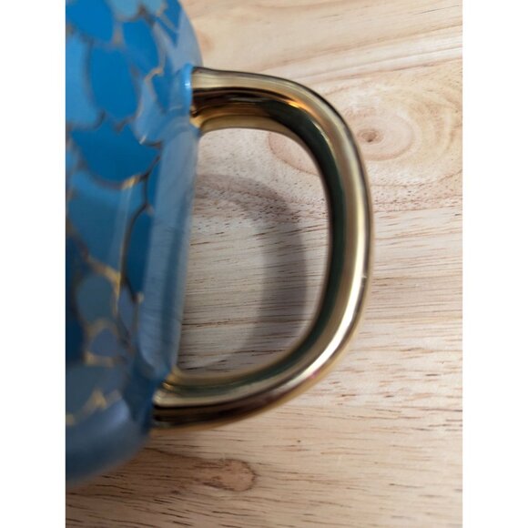 Thyme and Table stoneware blues gold tones floral 16 oz 4 inch mug org tag - Picture 4 of 9